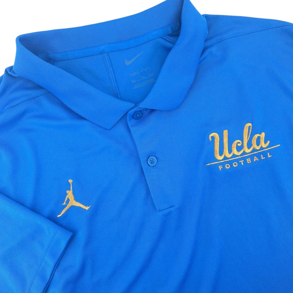 Jordan Brand UCLA Football Blue Dri-FIT Polo Shirt Mens XXL Jumpman Logo